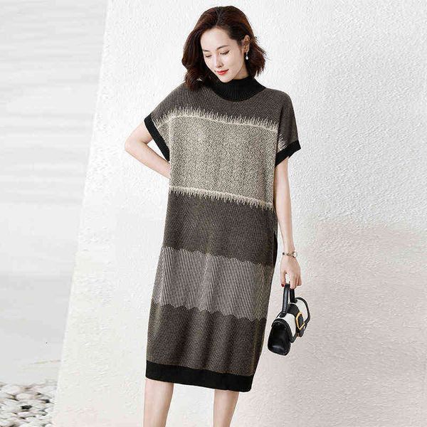 casual dresses knitted 2022 fashion loose large women's color matching high neck pit strip sweater short sleeve women, Black;gray
casual dresses knitted 2022 fashion loose large women's color matching high neck pit strip sweater short sleeve women, Black;gray