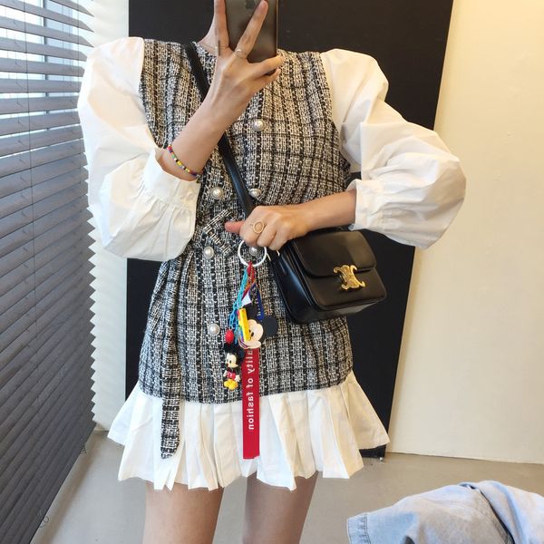 dresses ladies autumn plaid patchwork women small fragrance double-breasted sashes white party female korean vestidos, Black;gray
dresses ladies autumn plaid patchwork women small fragrance double-breasted sashes white party female korean vestidos, Black;gray