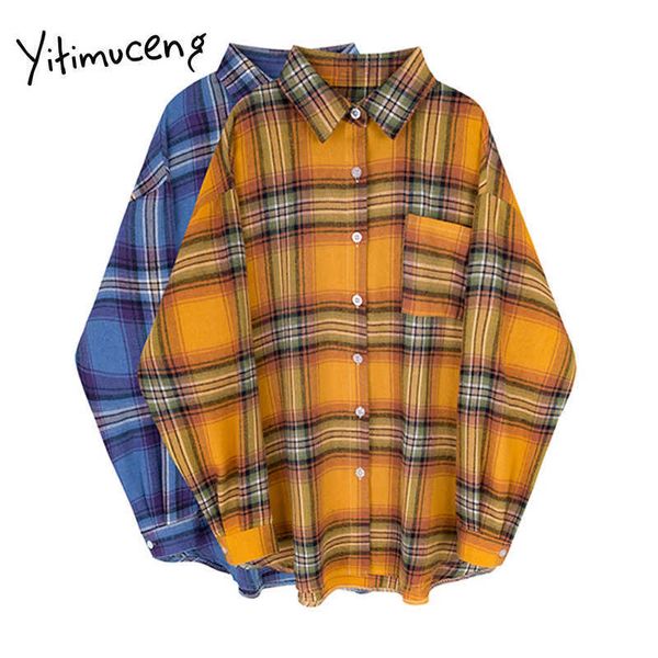 yitimuceng blouse women turn-down collar long sleeve clothing plus size shirt yellow blue casual office lady fashion plaid 210601, White
yitimuceng blouse women turn-down collar long sleeve clothing plus size shirt yellow blue casual office lady fashion plaid 210601, White