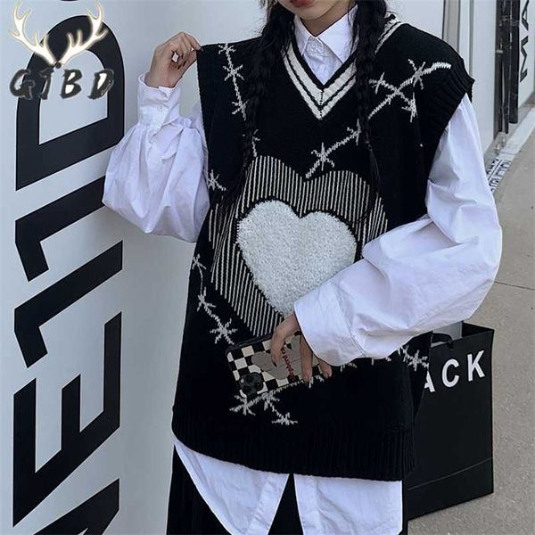 women sweater vest autumn harajuku y2k black korean fashion casual sleeveless knitted baggy ladies v neck sweater waistcoat 211009, Black;white
women sweater vest autumn harajuku y2k black korean fashion casual sleeveless knitted baggy ladies v neck sweater waistcoat 211009, Black;white