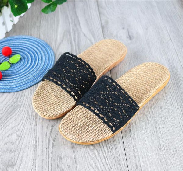 women fashion linen slippers anti slip breathable wear-resistant thick bottom couple sandals, Black
women fashion linen slippers anti slip breathable wear-resistant thick bottom couple sandals, Black
