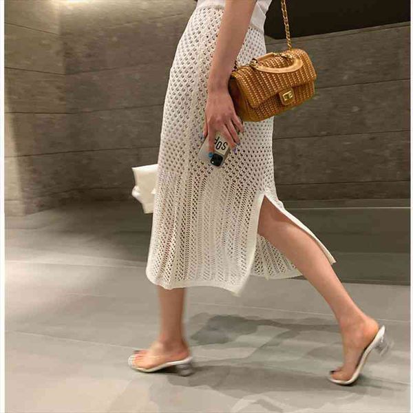 summer elegant knitting slim bodycon womens skirts hollow out elastic high waist split skirt, Black
summer elegant knitting slim bodycon womens skirts hollow out elastic high waist split skirt, Black
