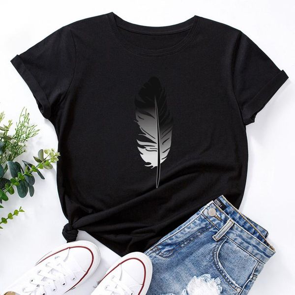 women's t-shirt feather print women shortsleeve summertime o-neck looose short sleeve harajuku femme tshirt camisetas de mujer, White
women's t-shirt feather print women shortsleeve summertime o-neck looose short sleeve harajuku femme tshirt camisetas de mujer, White