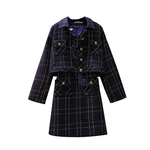 casual dresses fall big yards dress with grid fashion two-piece clothing set women jacket plaid outfit design vestido suit sale, Black;gray
casual dresses fall big yards dress with grid fashion two-piece clothing set women jacket plaid outfit design vestido suit sale, Black;gray