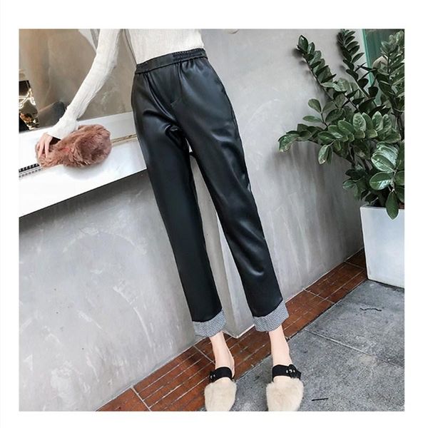 women's pants & capris jujuland woman pu elastic waist and high leather trousers for autumn winter classic 9552, Black;white
women's pants & capris jujuland woman pu elastic waist and high leather trousers for autumn winter classic 9552, Black;white