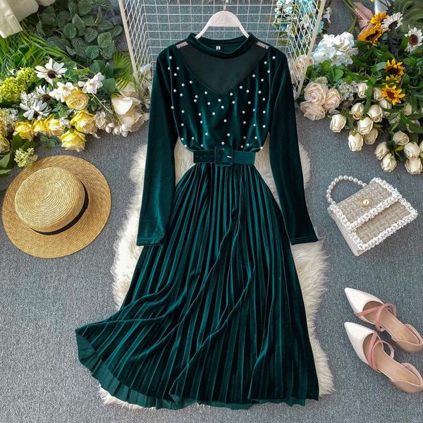 casual dresses elegant beading bandage dress 2021 winter velvet women long pleated vintage ladies maxi party vestidos, Black;gray
casual dresses elegant beading bandage dress 2021 winter velvet women long pleated vintage ladies maxi party vestidos, Black;gray