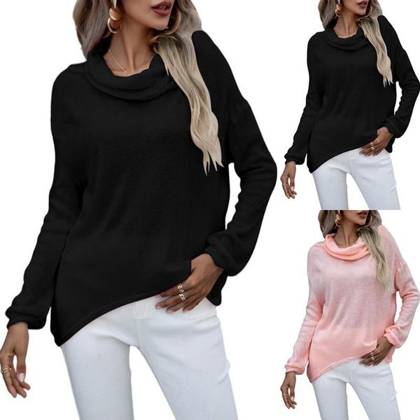 women's sweaters sweater womens 2021 solid women kintted half high neck long sleeve irregular winter, White;black
women's sweaters sweater womens 2021 solid women kintted half high neck long sleeve irregular winter, White;black