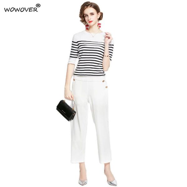 women's two piece pants elegant lady office 2 trousers suit spring autumn fashion outfits striped knitting and matching sets, White
women's two piece pants elegant lady office 2 trousers suit spring autumn fashion outfits striped knitting and matching sets, White