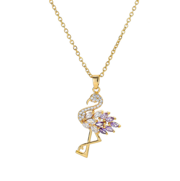 pendant necklaces 316l stainless steel micro-inlaid zircon luxury gradient purple flamingo full crystal titanium necklace no fade, Silver
pendant necklaces 316l stainless steel micro-inlaid zircon luxury gradient purple flamingo full crystal titanium necklace no fade, Silver