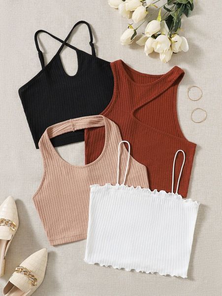 4pcs solid ribbed knit l6c1#, White
4pcs solid ribbed knit l6c1#, White