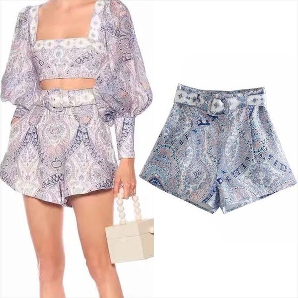 za spring pants summer vintage womens shorts blue print high waist fashion casual, White;black
za spring pants summer vintage womens shorts blue print high waist fashion casual, White;black