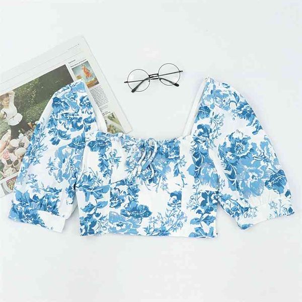 elegant blue crop floral print blusas mujer de moda summer arrival slim vintage half sleeve tie women 210520, White
elegant blue crop floral print blusas mujer de moda summer arrival slim vintage half sleeve tie women 210520, White