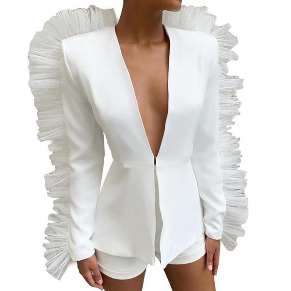women's tracksuits 2pcs women solid color long lacework sleeve slim coat shorts stage show outfit, Gray
women's tracksuits 2pcs women solid color long lacework sleeve slim coat shorts stage show outfit, Gray
