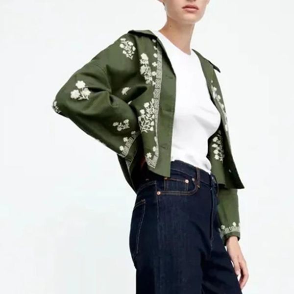 women's jackets 2021 embroidered linen jacket women button up lapel long sleeve autumn woman coat casual loose short ladies, Black;brown
women's jackets 2021 embroidered linen jacket women button up lapel long sleeve autumn woman coat casual loose short ladies, Black;brown