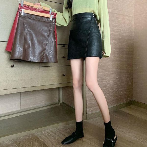 women autumn winter pu leather skirts ladies zipper high waist a-line female vintage slim casual mini skirt d17, Black
women autumn winter pu leather skirts ladies zipper high waist a-line female vintage slim casual mini skirt d17, Black