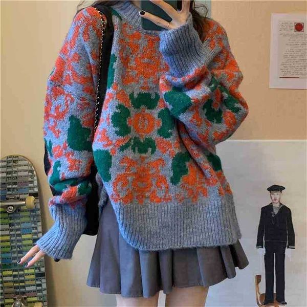 knitted retro loose warm florals women all match knitwear pullover elegant chic casual sweater 210525, White;black
knitted retro loose warm florals women all match knitwear pullover elegant chic casual sweater 210525, White;black