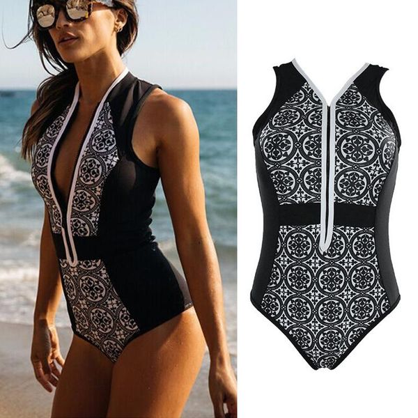 one-piece suits retro sleeveless onepiece swimwear women swimsuit with padded zipper high waist bathing suit surfing beachwear black&wh
one-piece suits retro sleeveless onepiece swimwear women swimsuit with padded zipper high waist bathing suit surfing beachwear black&wh