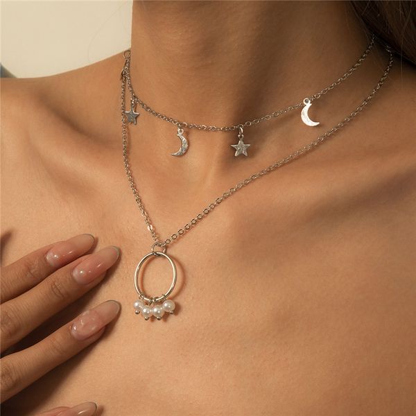 women moon star model tassel pendant necklaces european circle imitation pearl chains multi layer hollow out alloy thin chain link jewelry a, Silver
women moon star model tassel pendant necklaces european circle imitation pearl chains multi layer hollow out alloy thin chain link jewelry a, Silver