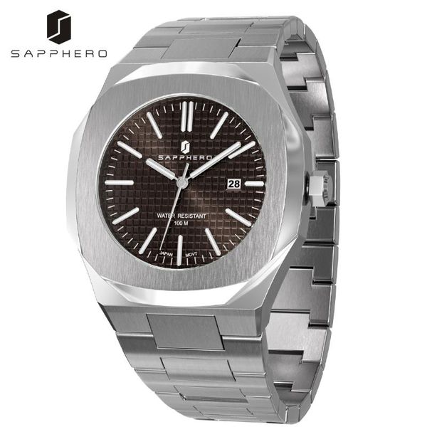 wristwatches sapphero luxury mens wristwatch 100m waterproof miyota quartz movement stainless steel fashion sport watch for men reloj hombre, Slivery;brown
wristwatches sapphero luxury mens wristwatch 100m waterproof miyota quartz movement stainless steel fashion sport watch for men reloj hombre, Slivery;brown