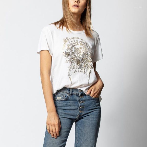 women's t-shirt bronzing skull women summer clothes black white casual cotton tee shirt femme fashion tshirt streetwear 2021
women's t-shirt bronzing skull women summer clothes black white casual cotton tee shirt femme fashion tshirt streetwear 2021