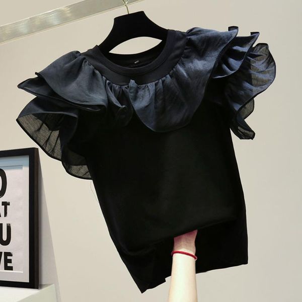 women's t-shirt women summer black 2021 ruffle mesh tee plain short sleeve casual daily korean japan t-shirts fashion top, White
women's t-shirt women summer black 2021 ruffle mesh tee plain short sleeve casual daily korean japan t-shirts fashion top, White