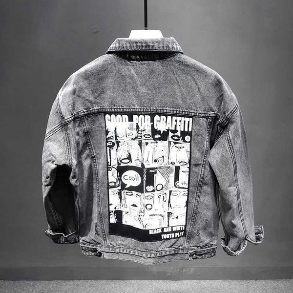 men's jackets american streetwear fashion retro gray loose fit printed patches designer denim jacket hip hop casual coats 29kc, Black;brown
men's jackets american streetwear fashion retro gray loose fit printed patches designer denim jacket hip hop casual coats 29kc, Black;brown