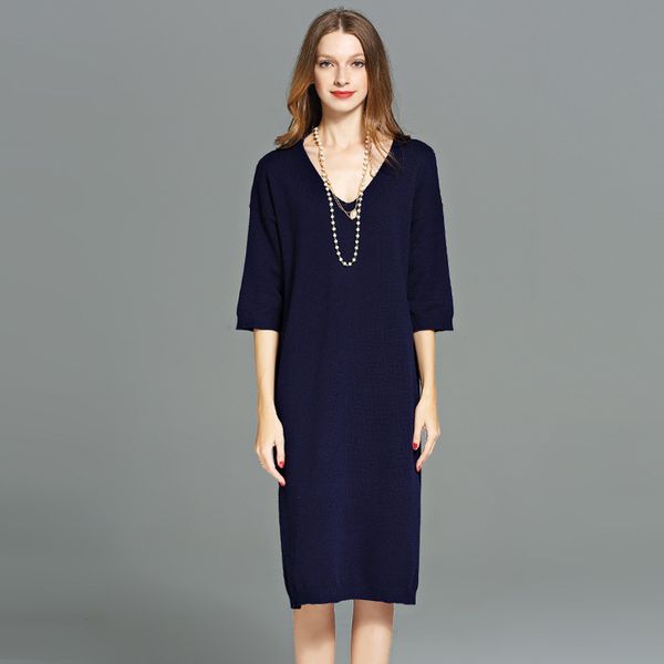 big yards dresses reduced quarter sleeve v-ne long fat sister loose style sweater knitted small batch
big yards dresses reduced quarter sleeve v-ne long fat sister loose style sweater knitted small batch