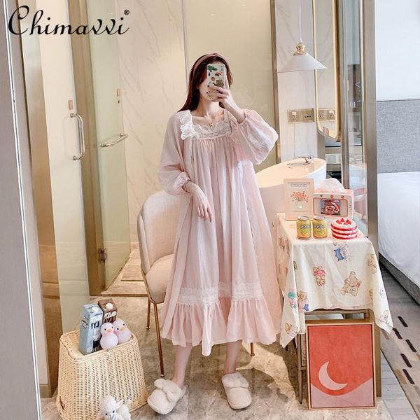 women's sleepwear fairy pajamas sets for women spring/autumn cotton long sleeves princess style nightdress lace sweet cute robe nightgo, Black;red
women's sleepwear fairy pajamas sets for women spring/autumn cotton long sleeves princess style nightdress lace sweet cute robe nightgo, Black;red