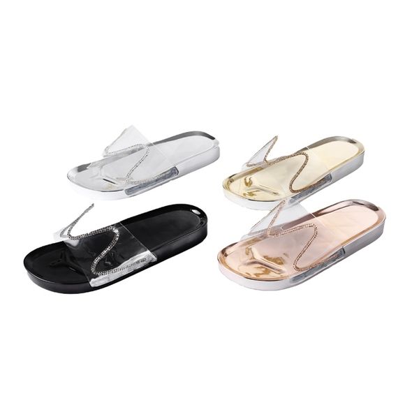 new style fashion pretty slides electroplating pvc flat outdoor slippers for women transparent diamond slipper, Black
new style fashion pretty slides electroplating pvc flat outdoor slippers for women transparent diamond slipper, Black