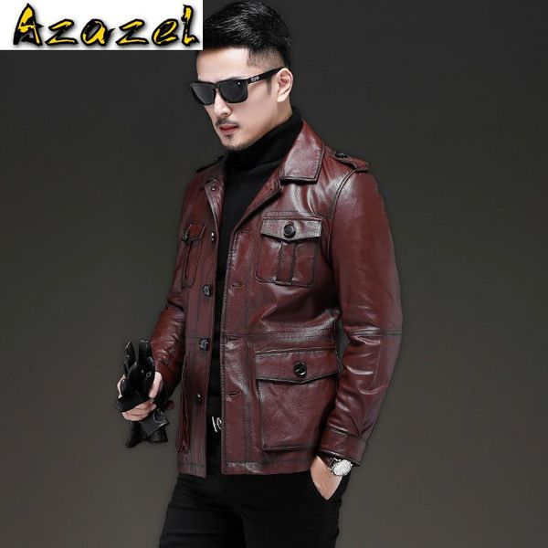 men's leather & faux azazel 2021 autumn genuine jacket men 100% cowhide real coat slim cow jackets 19-203 kj3285, Black
men's leather & faux azazel 2021 autumn genuine jacket men 100% cowhide real coat slim cow jackets 19-203 kj3285, Black