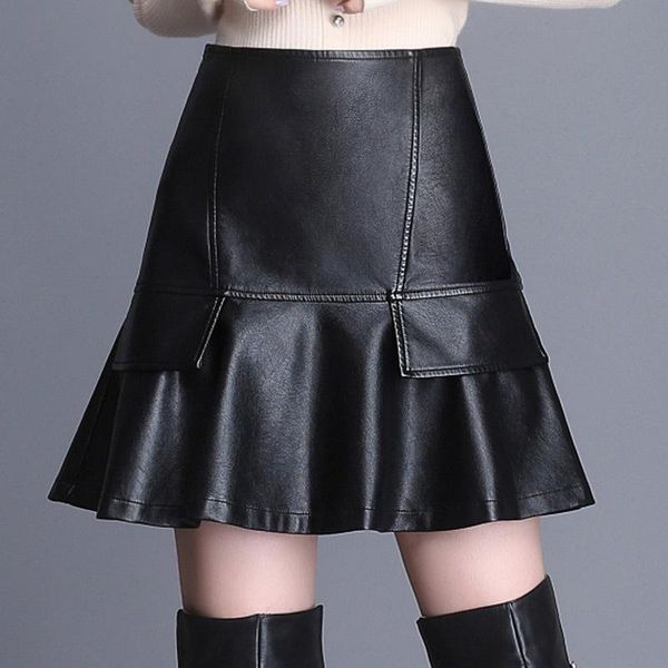 skirts washed pu leather skirt female slim women's high waist lotus leaf fishtail girl loaded 1931, Black
skirts washed pu leather skirt female slim women's high waist lotus leaf fishtail girl loaded 1931, Black