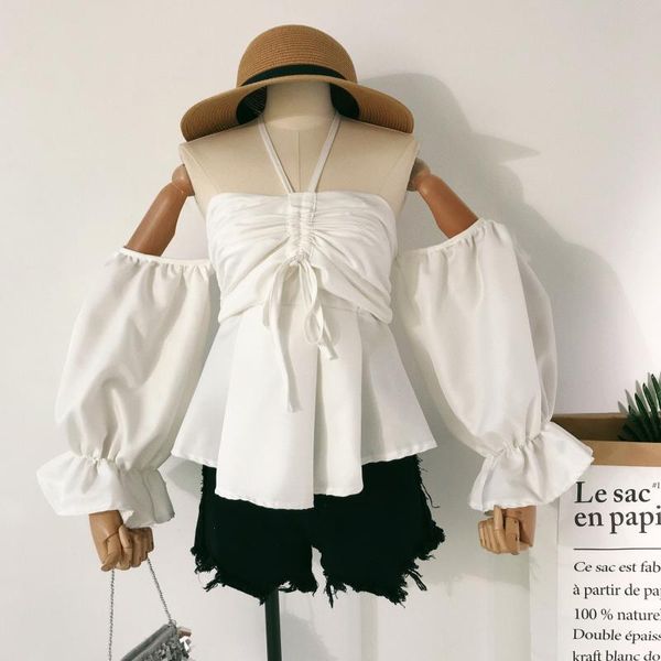 women's blouses & shirts 2021 spring super fairy female kawaii slash neck blouse trumpet sleeve loose harajuku sweet women shirt, White
women's blouses & shirts 2021 spring super fairy female kawaii slash neck blouse trumpet sleeve loose harajuku sweet women shirt, White