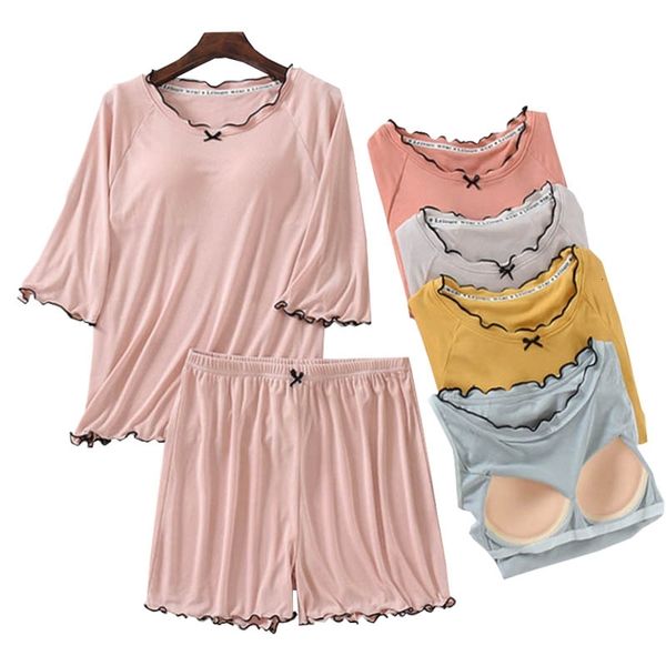 women's sleepwear 2021 summer women simple style comfort large size 2pcs pyjamas set ladies solid soft household cute ruffled shor, Black;red 
women's sleepwear 2021 summer women simple style comfort large size 2pcs pyjamas set ladies solid soft household cute ruffled shor, Black;red