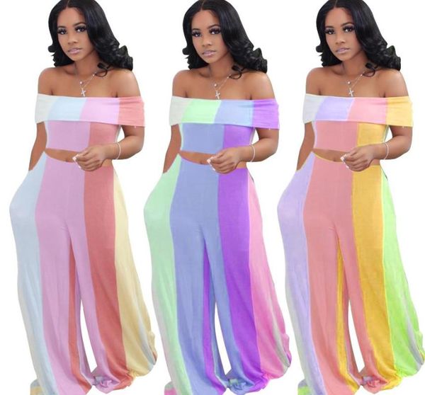 women's two piece pants 2021 summer slash neck 2pcs women off shoulder strap rainbow stripe vest loose wide leg chic lady high street o, White
women's two piece pants 2021 summer slash neck 2pcs women off shoulder strap rainbow stripe vest loose wide leg chic lady high street o, White