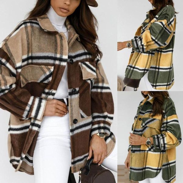 women's jackets ladies coat casual fashion loose plaid shirt chic checked blouse long sleeve female print cotton blusas, Black;brown
women's jackets ladies coat casual fashion loose plaid shirt chic checked blouse long sleeve female print cotton blusas, Black;brown