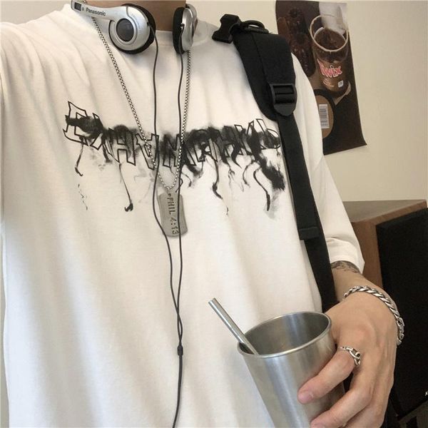 men's t-shirts ink printing short sleeve men 2021 summer casual loose o-neck pullover tshirt fashion streetwear couple clothing, White;black
men's t-shirts ink printing short sleeve men 2021 summer casual loose o-neck pullover tshirt fashion streetwear couple clothing, White;black