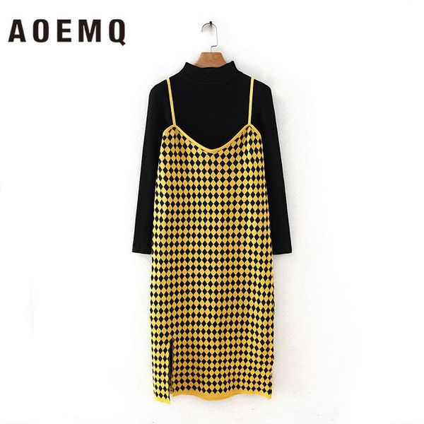 two piece dress aoemq fashion women sets &sling 2 colors korea square irregular pattern split clothing, White
two piece dress aoemq fashion women sets &sling 2 colors korea square irregular pattern split clothing, White
