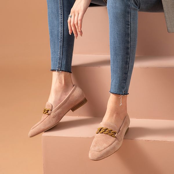 dress shoes leather loafers women kid suede square toe chain decoration spring ladies slip on flat shoes handmade 27401, Black 
dress shoes leather loafers women kid suede square toe chain decoration spring ladies slip on flat shoes handmade 27401, Black