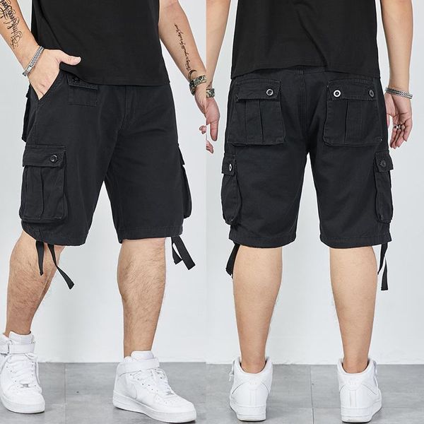 men's shorts loose overalls five-point pants summer cotton casual middle-aged dad wear outside large size, White;black
men's shorts loose overalls five-point pants summer cotton casual middle-aged dad wear outside large size, White;black