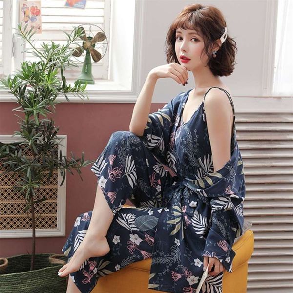 july's song 3 piece spring floral printed pajamas set summer viscose sleepwear women pajamas long pants night suit set 210928, Black;red
july's song 3 piece spring floral printed pajamas set summer viscose sleepwear women pajamas long pants night suit set 210928, Black;red