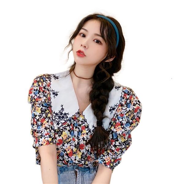 women's knits & tees female fashion summer lapel small floral shirt women puff sleeve design plaid embroidered blouse high quality, White
women's knits & tees female fashion summer lapel small floral shirt women puff sleeve design plaid embroidered blouse high quality, White