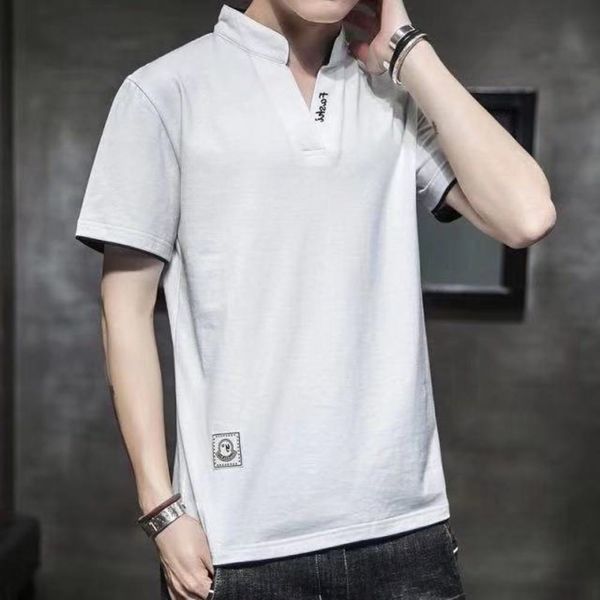 men's shirt 21 short sleeve v-neck white loose trend men's clothing t-shirt, White;black