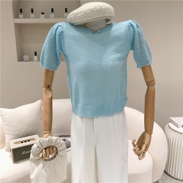 spring female summer 2021 niche fashion design crocheted shirt around neck short sleeve top, White
spring female summer 2021 niche fashion design crocheted shirt around neck short sleeve top, White