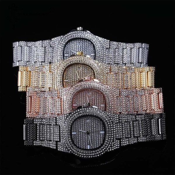 wristwatches brand iced out diamond watch quartz gold hip hop watches with micropave cz stainless steel clock for relogio, Slivery;brown
wristwatches brand iced out diamond watch quartz gold hip hop watches with micropave cz stainless steel clock for relogio, Slivery;brown