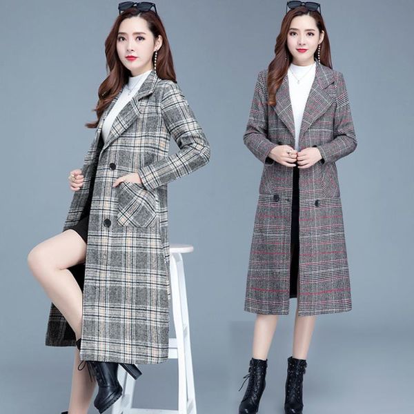 women's wool & blends autumn winter plaid woolen coat female korean plus cotton warm thick long size double breasted coats, Black
women's wool & blends autumn winter plaid woolen coat female korean plus cotton warm thick long size double breasted coats, Black
