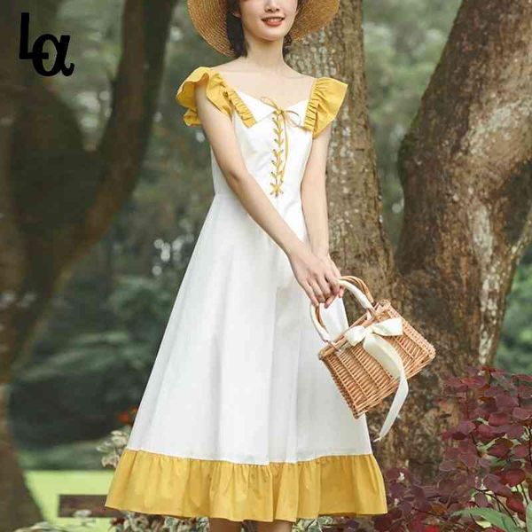 french retro solid dress elegant women sweet designer patchwork ruffle bandage long summer chic es casual 210519, Black;gray
french retro solid dress elegant women sweet designer patchwork ruffle bandage long summer chic es casual 210519, Black;gray