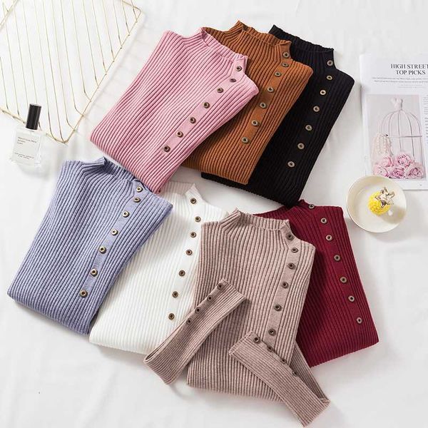 women's sweaters azyt 10 color turtleneck button decoration knit pullover elegant solid slim female sweater long sleeve knitshirt fsn9, White;black
women's sweaters azyt 10 color turtleneck button decoration knit pullover elegant solid slim female sweater long sleeve knitshirt fsn9, White;black