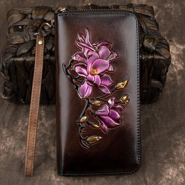 genuine leather long purse wrist money bags female credit cards clips floral embossed women printing clutch wallet zipper bag, Red;black
genuine leather long purse wrist money bags female credit cards clips floral embossed women printing clutch wallet zipper bag, Red;black