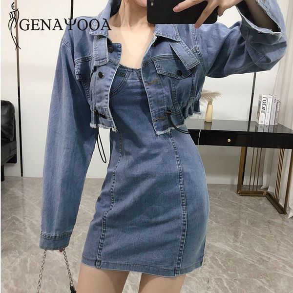 genayooa streetwear 2 sets womens outfits long sleeve two piece for women slim demin dress set korean style 210417, White
genayooa streetwear 2 sets womens outfits long sleeve two piece for women slim demin dress set korean style 210417, White