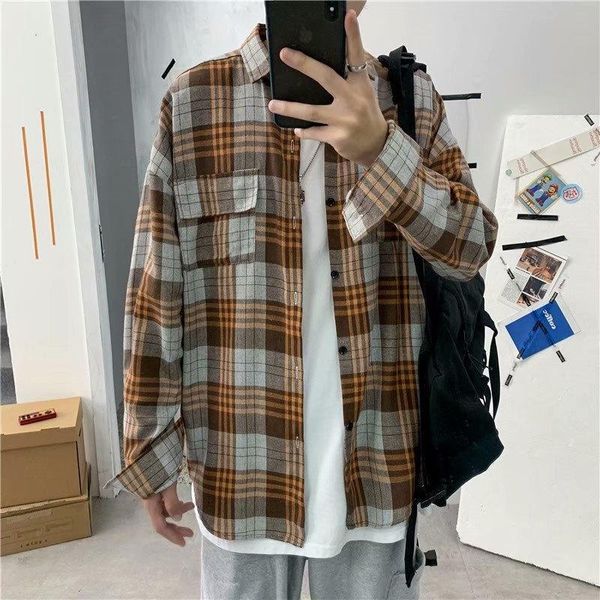 men's dress shirts plaid shirt spring and autumn loose trend bf handsome korean versatile casual coat, White;black
men's dress shirts plaid shirt spring and autumn loose trend bf handsome korean versatile casual coat, White;black